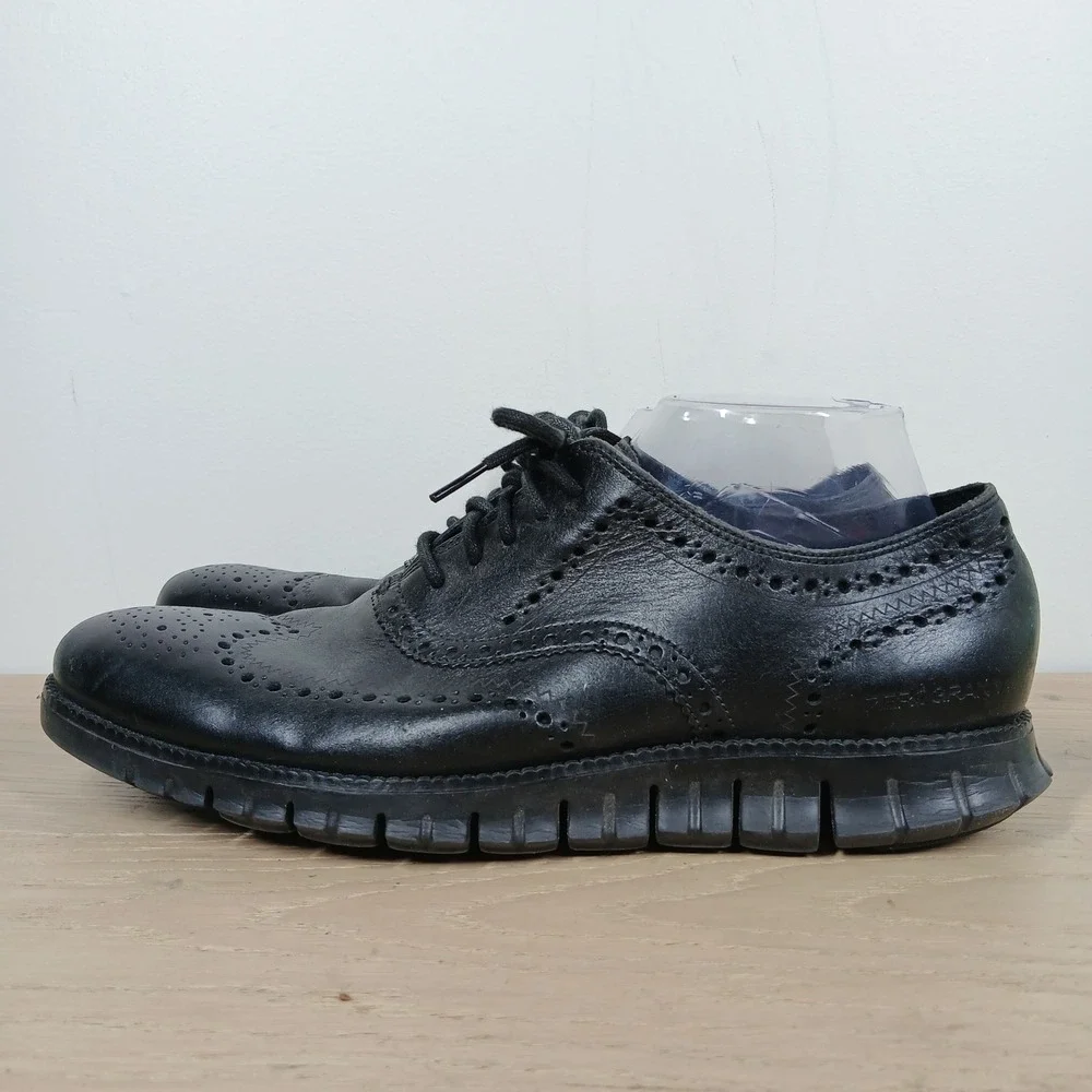 Cole Haan Zerogrand Wingtip Oxford Mens 11 Black Leather Brogue Lightweight